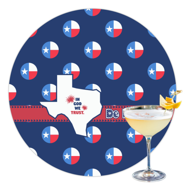 Custom Texas Polka Dots Printed Drink Topper - 3.5" (Personalized)