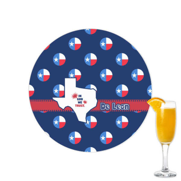 Custom Texas Polka Dots Printed Drink Topper - 2.15" (Personalized)