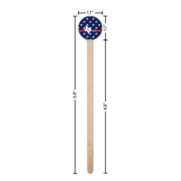 Custom Design - Wooden 6" Stir Stick - Round - Dimensions