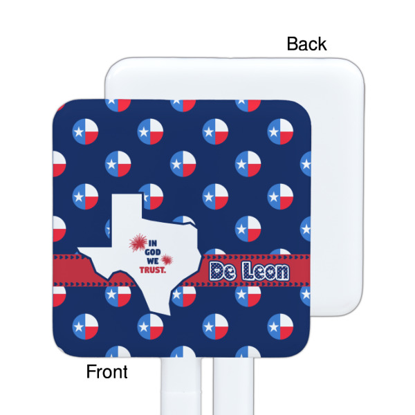 Custom Design - White Plastic Stir Stick - Single Sided - Square - Front & Back