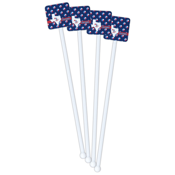 Custom Design - White Plastic Stir Stick - Double Sided - Square - Fan