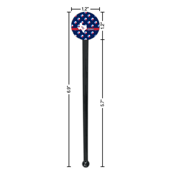 Custom Design - Black Plastic 7" Stir Stick - Round - Dimensions