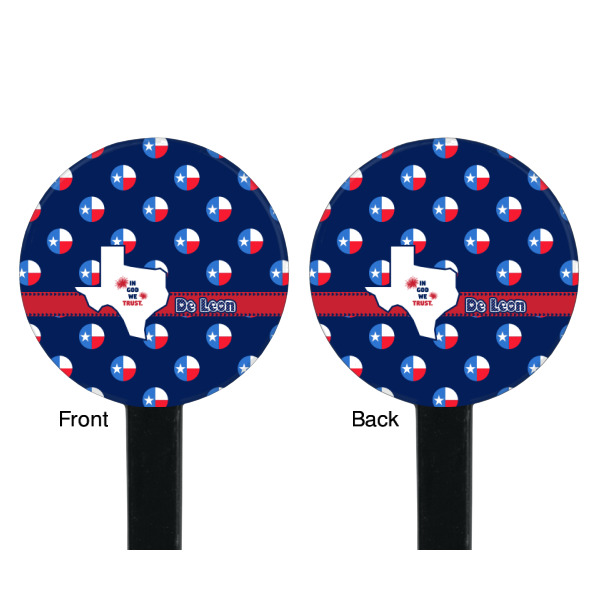 Custom Design - Black Plastic 7" Stir Stick - Double Sided - Round - Front & Back