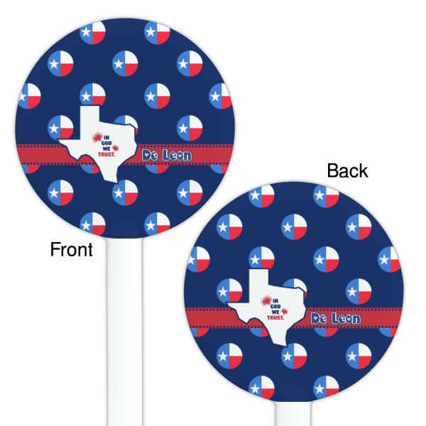 Custom Design - White Plastic 5.5" Stir Stick - Double Sided - Round - Front & Back