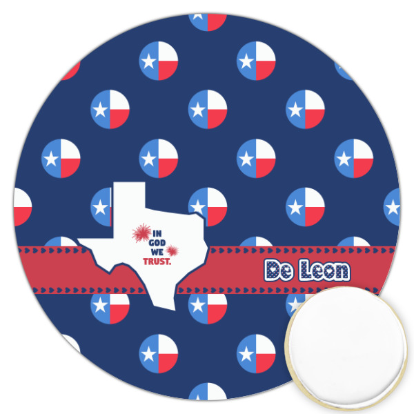 Custom Texas Polka Dots Printed Cookie Topper - 3.25" (Personalized)