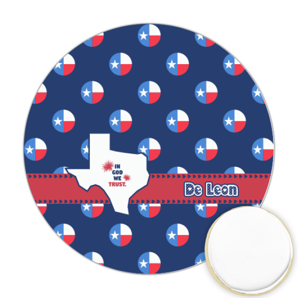 Custom Texas Polka Dots Printed Cookie Topper - Round (Personalized)