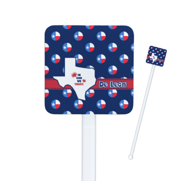 Custom Texas Polka Dots Square Plastic Stir Sticks (Personalized)