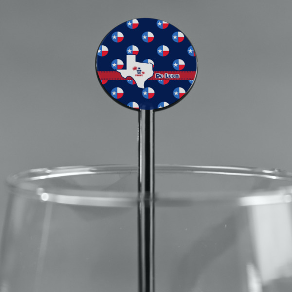 Custom Design - Black Plastic 5.5" Stir Stick - Round - Main