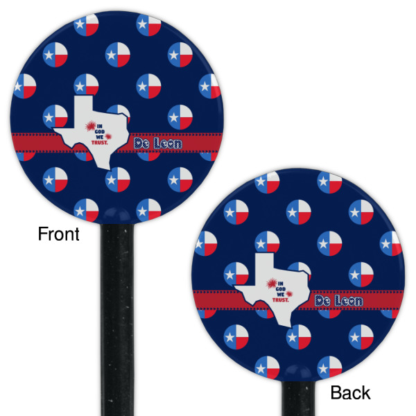Custom Design - Black Plastic 5.5" Stir Stick - Double Sided - Round - Front & Back