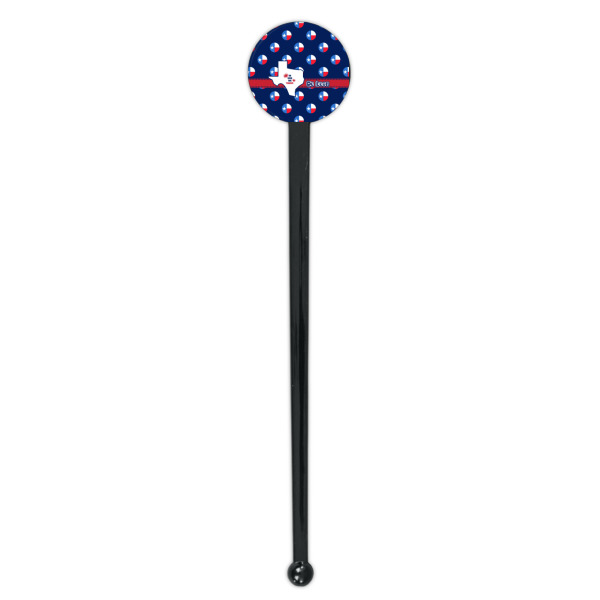Custom Design - Black Plastic 7" Stir Stick - Round - Single Stick