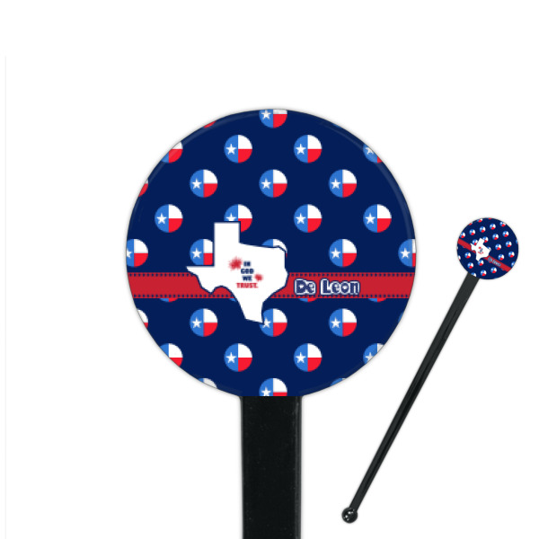 Custom Design Your Own 7" Round Plastic Stir Sticks - Black - Single-Sided