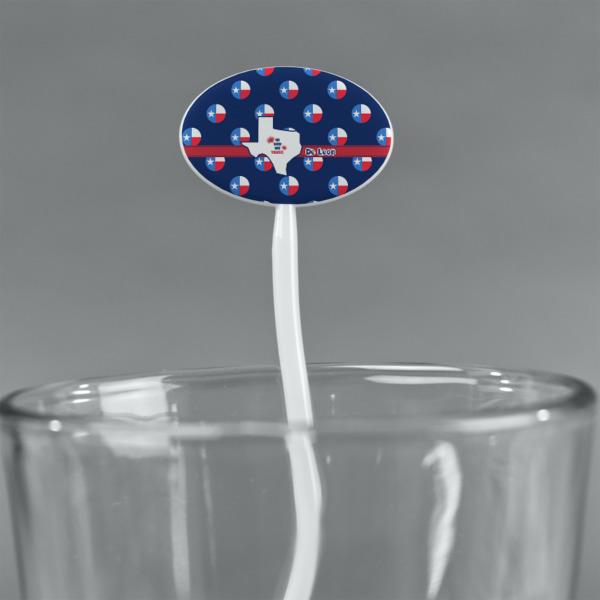 Custom Design - White Plastic 7" Stir Stick - Oval - Main