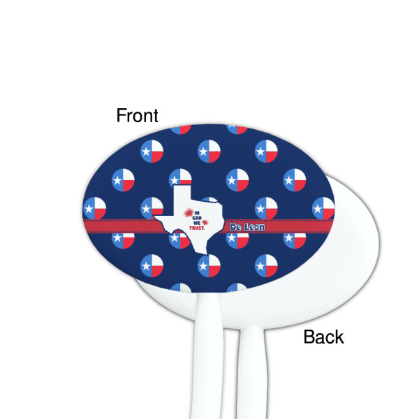 Custom Design - White Plastic 7" Stir Stick - Single Sided - Oval - Front & Back