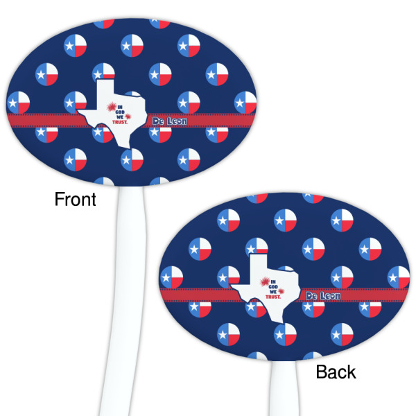 Custom Design - White Plastic 7" Stir Stick - Double Sided - Oval - Front & Back