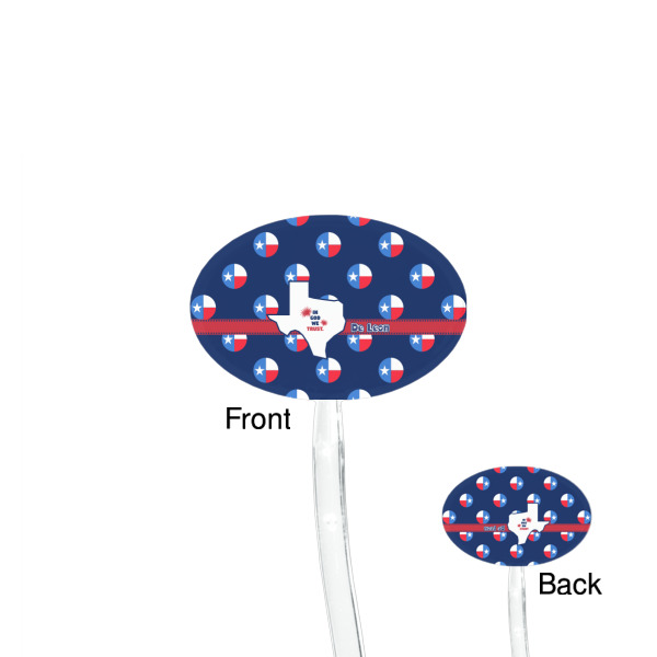Custom Design - Clear Plastic 7" Stir Stick - Oval - Front & Back