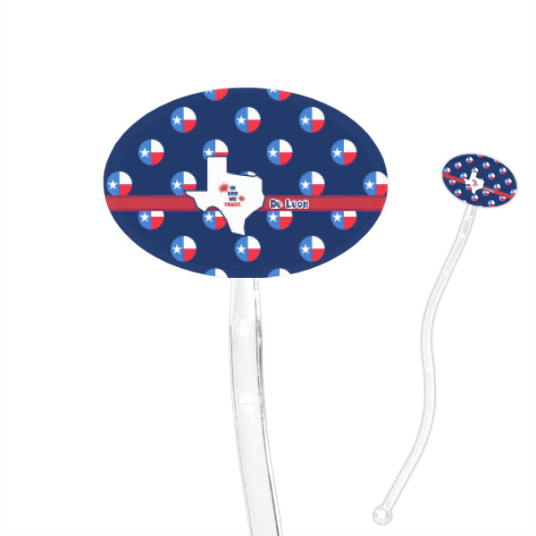 Custom Texas Polka Dots 7" Oval Plastic Stir Sticks - Clear (Personalized)
