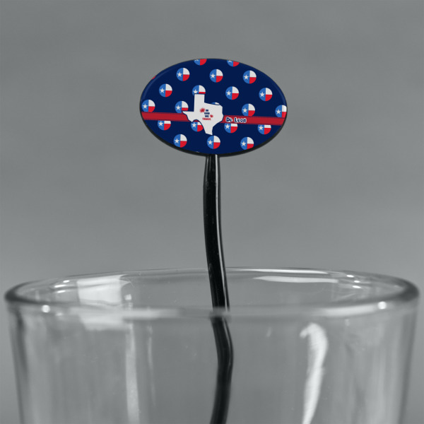 Custom Design - Black Plastic 7" Stir Stick - Oval - Main