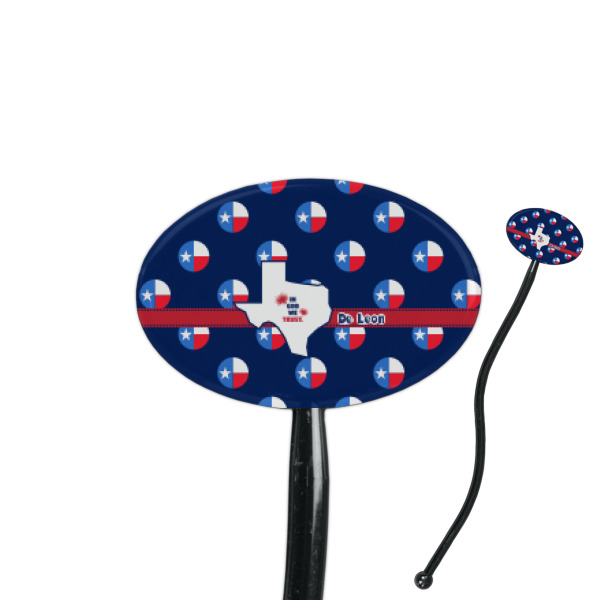 Custom Texas Polka Dots 7" Oval Plastic Stir Sticks - Black - Single Sided (Personalized)