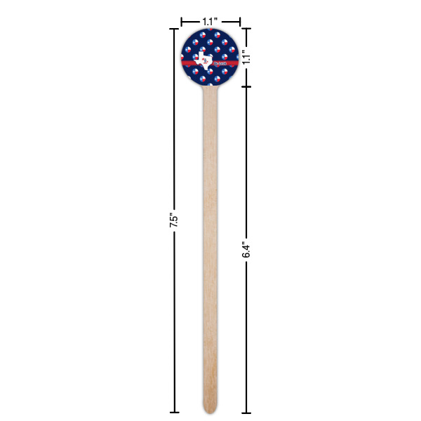 Custom Design - Wooden 7.5" Stir Stick - Round - Dimensions