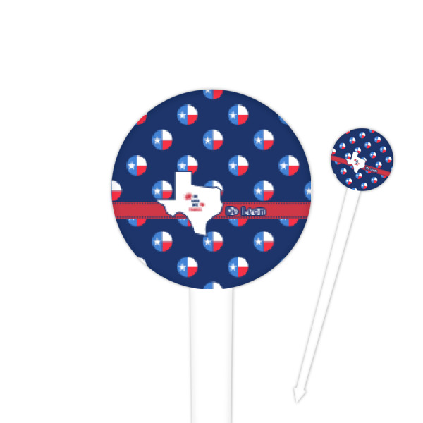Custom Texas Polka Dots 4" Round Plastic Food Picks - White - Single Sided (Personalized)
