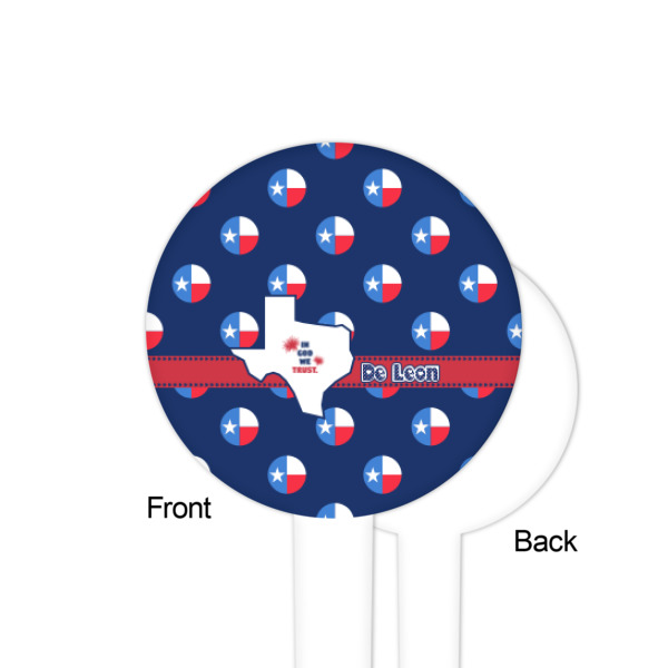 Custom Design - White Plastic 4" Food Pick - Round - Single Sided - Front & Back