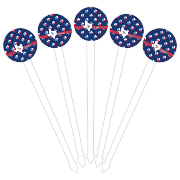 Custom Design - White Plastic 6" Food Pick - Round - Fan View