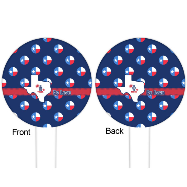 Custom Design - White Plastic 6" Food Pick - Round - Double Sided - Front & Back