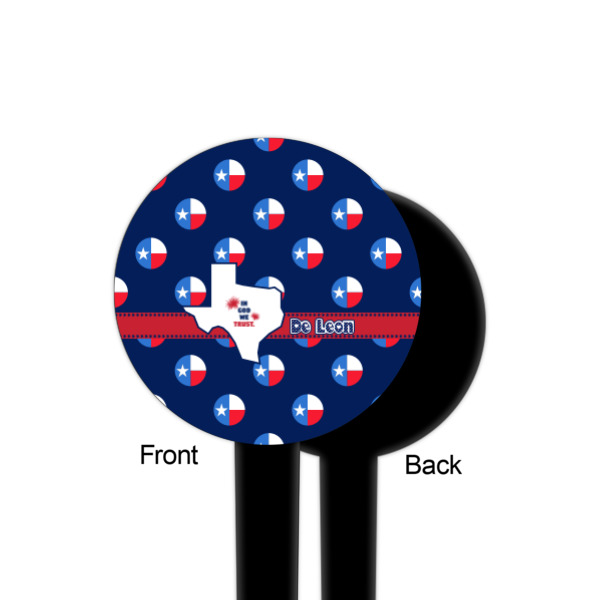 Custom Design - Black Plastic 4" Food Pick - Round - Single Sided - Front & Back