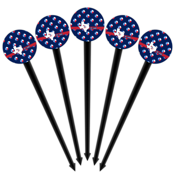 Custom Design - Black Plastic 4" Food Pick - Round - Fan View