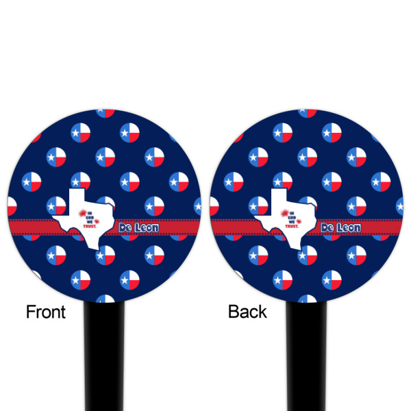 Custom Design - Black Plastic 4" Food Pick - Round - Double Sided - Front & Back