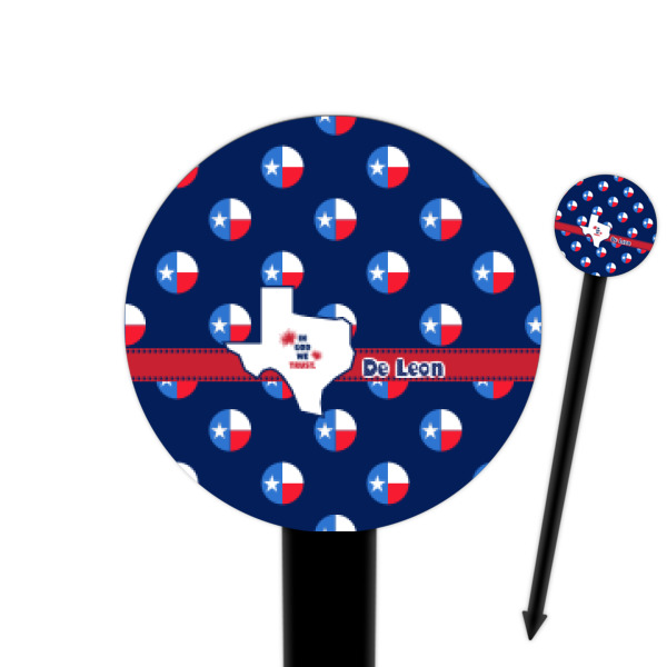 Custom Texas Polka Dots 6" Round Plastic Food Picks - Black - Single Sided (Personalized)