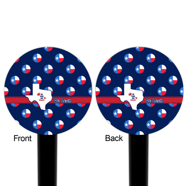 Custom Design - Black Plastic 6" Food Pick - Round - Double Sided - Front & Back