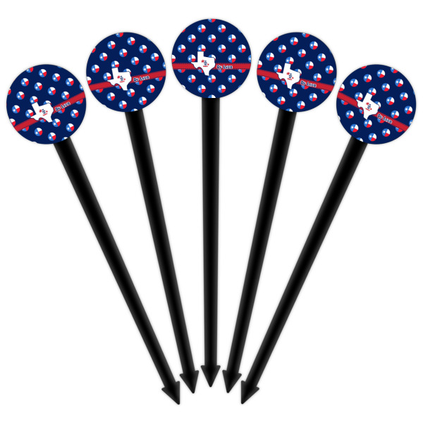 Custom Design - Black Plastic 6" Food Pick - Round - Fan View