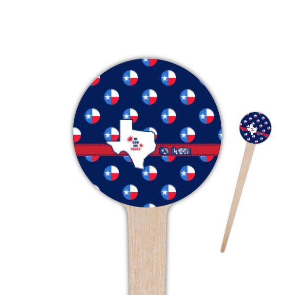 Custom Texas Polka Dots 4" Round Wooden Food Picks - Double Sided (Personalized)