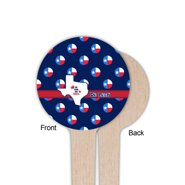 Custom Design - Wooden 4" Food Pick - Round - Single Sided - Front & Back