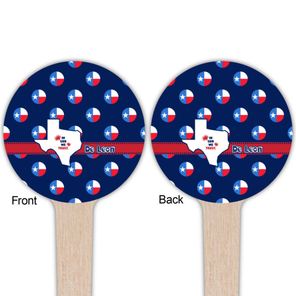 Custom Design - Wooden 4" Food Pick - Round - Double Sided - Front & Back