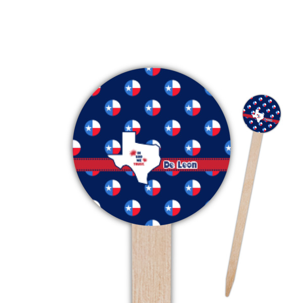 Custom Texas Polka Dots Round Wooden Food Picks (Personalized)