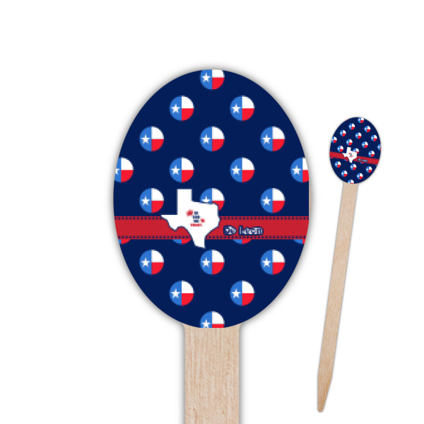 Custom Texas Polka Dots Oval Wooden Food Picks (Personalized)