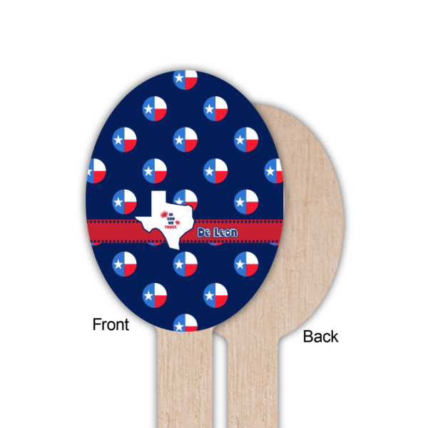 Custom Design - Wooden Food Pick - Oval - Single Sided - Front & Back