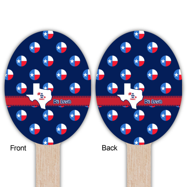 Custom Design - Wooden Food Pick - Oval - Double Sided - Front & Back