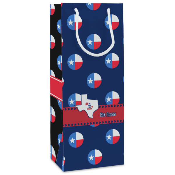Custom Texas Polka Dots Wine Gift Bags - Matte (Personalized)