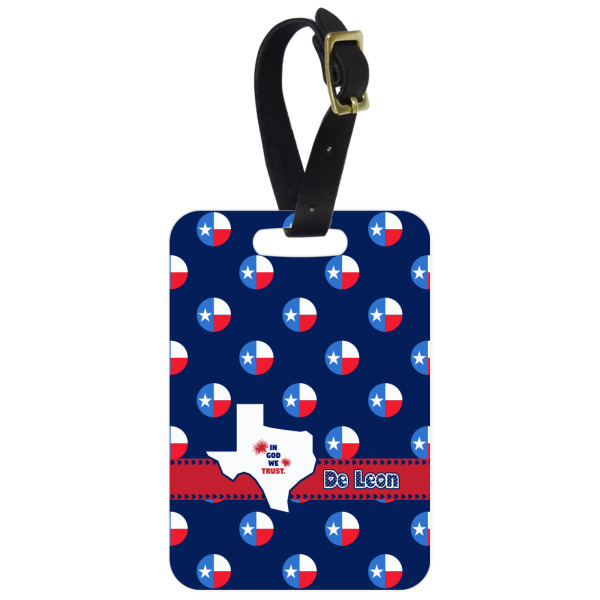 Custom Texas Polka Dots Metal Luggage Tag w/ Monogram