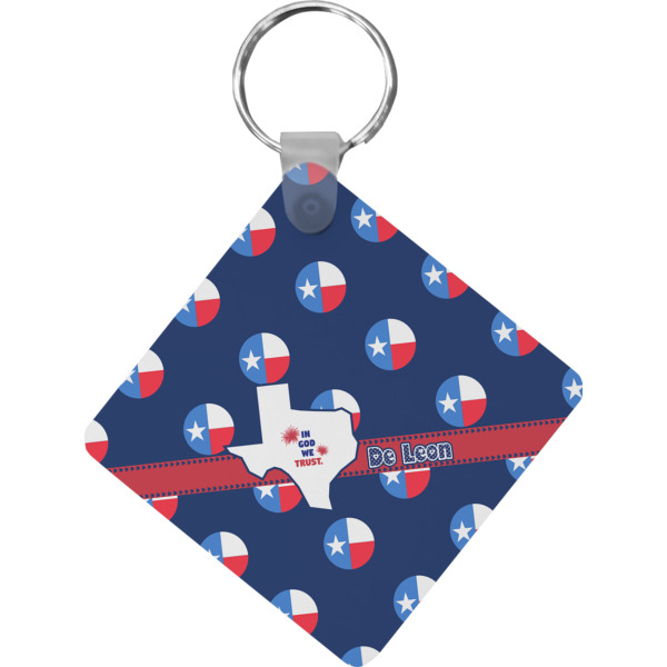 Custom Texas Polka Dots Diamond Plastic Keychain w/ Monogram