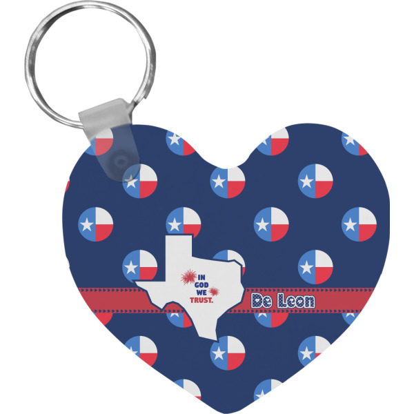 Custom Texas Polka Dots Heart Plastic Keychain w/ Monogram