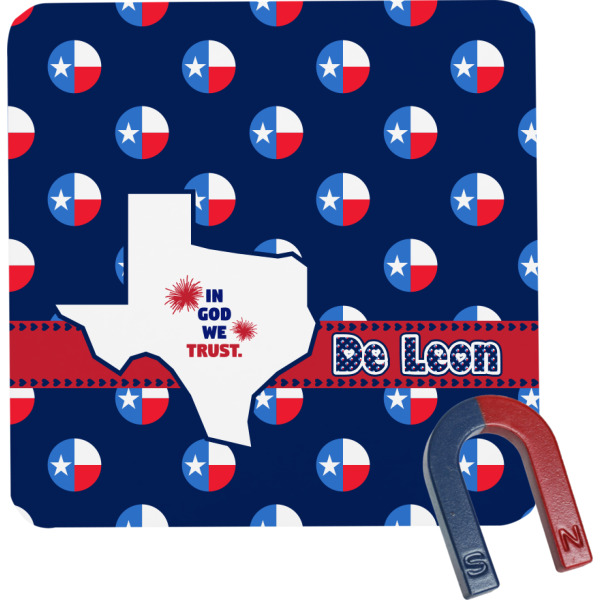 Custom Texas Polka Dots Square Fridge Magnet (Personalized)