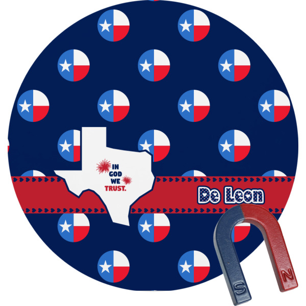 Custom Texas Polka Dots Round Fridge Magnet (Personalized)