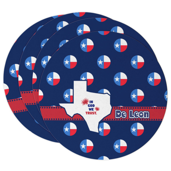 Custom Texas Polka Dots Round Paper Coasters w/ Monograms