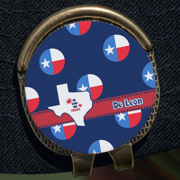 Custom Design - Golf Ball Marker Hat Clip - Gold - Close Up