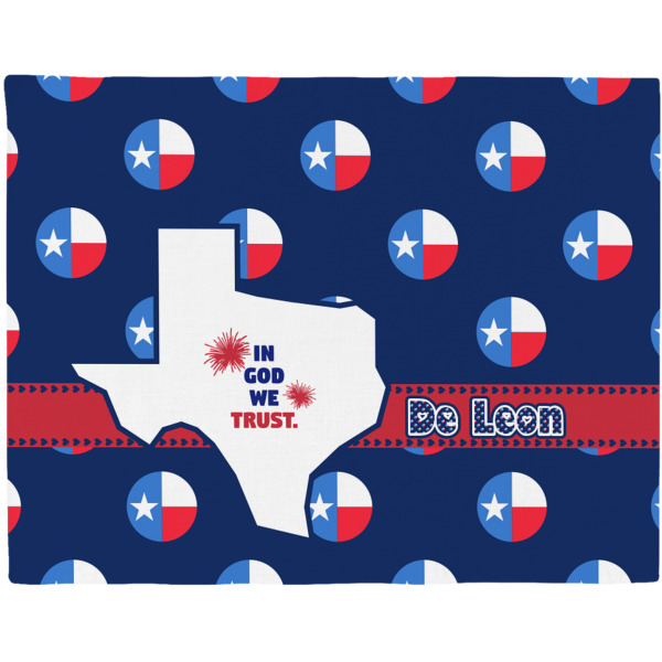 Custom Texas Polka Dots Woven Fabric Placemat - Twill w/ Monogram