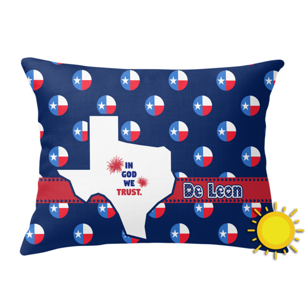 Custom Texas Polka Dots Outdoor Throw Pillow (Rectangular) (Personalized)